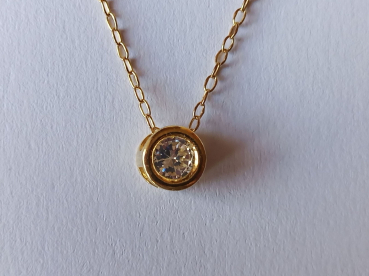 gold plated silver chain with white zirconia pendant-anchor chain 45 cm